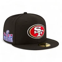 San Francisco 49ers Black Super Bowl LVIII Side Patch NFL New Era 59FIFTY Fitted Hat