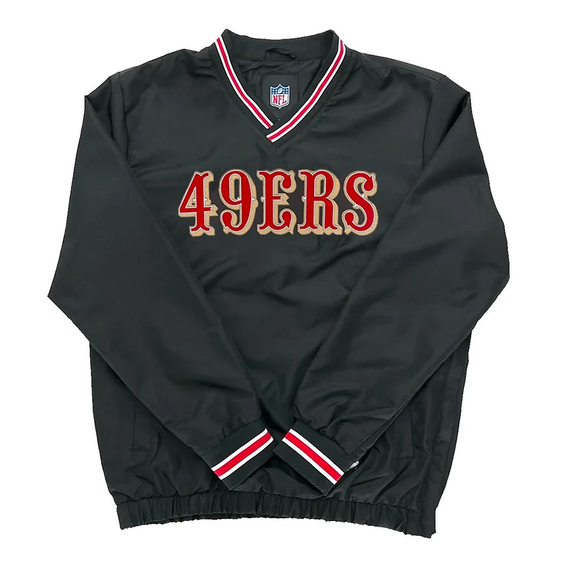 San Francisco 49ers Black V-Neck Windbreaker Pullover Jacket