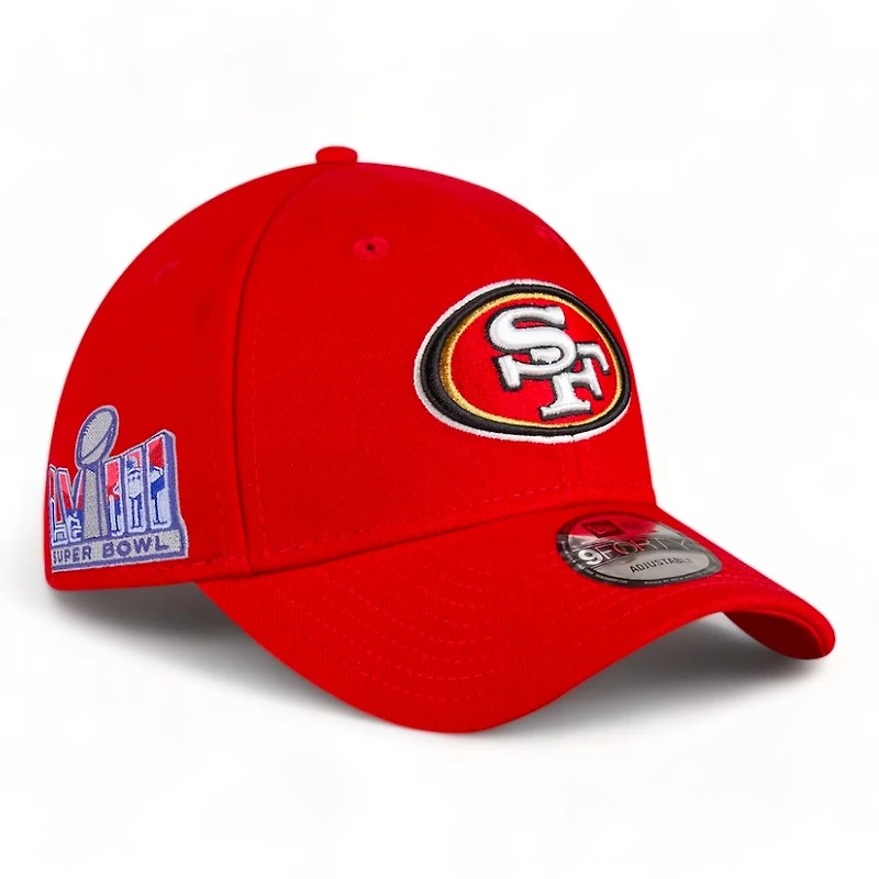 San Francisco 49ers Red Super Bowl LVIII Side Patch New Era 9FORTY Adjustable Hat