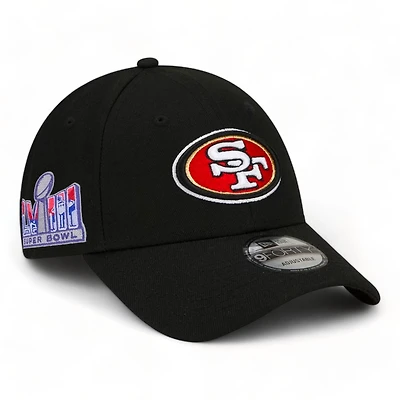 San Francisco 49ers Black Super Bowl LVIII Side Patch New Era 9FORTY Adjustable Hat
