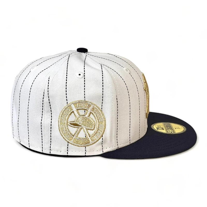 New York Yankees White Navy Pinstripe Two Tone 1961 WS Patch Gray UV Era 59FIFTY Fitted Hat