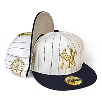New York Yankees White Navy Pinstripe Two Tone 1961 WS Patch Gray UV Era 59FIFTY Fitted Hat