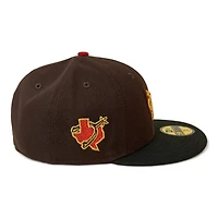 Texas Rangers Burnt Wood Black Two Tone DFW Spurs Patch Red UV New Era 59FIFTY Fitted Hat
