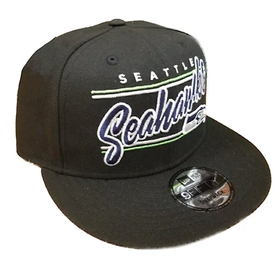 Seattle Seahawks Black Team Script New Era 9FIFTY Snapback Hat