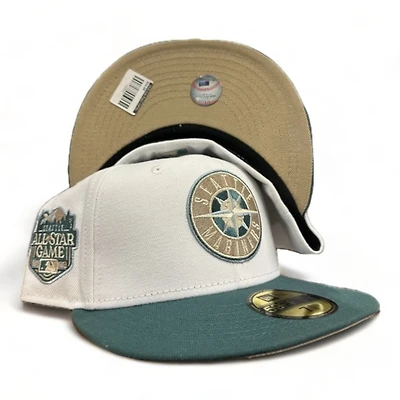 Seattle Mariners Chrome Green Two Tone 2023 All Star Game Patch Tan UV New Era 59FIFTY Fitted Hat