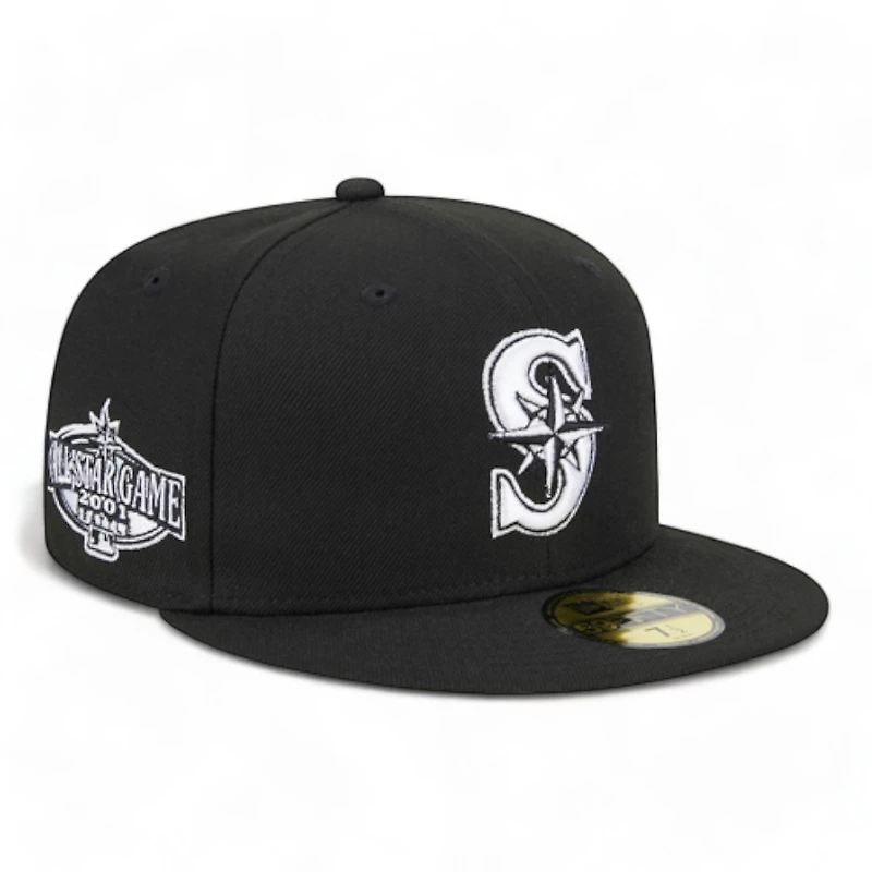 Seattle Mariners Black and White 2001 All Star Game Patch New Era 59FIFTY Fitted Hat