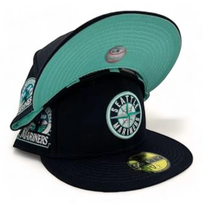 Seattle Mariners Black 30th Anniversary Patch Teal UV New Era 59FIFTY Fitted Hat