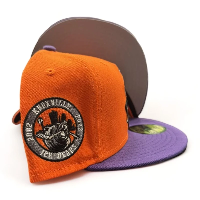 Knoxville Ice Bears Orange Purple 2002 Patch SPHL New Era 59FIFTY Fitted Hat