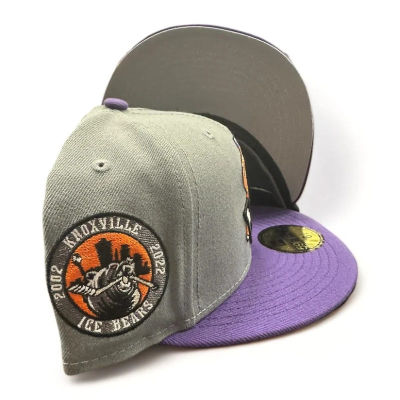 Knoxville Ice Bears Storm Gray Purple 2002 Patch SPHL New Era 59FIFTY Fitted Hat