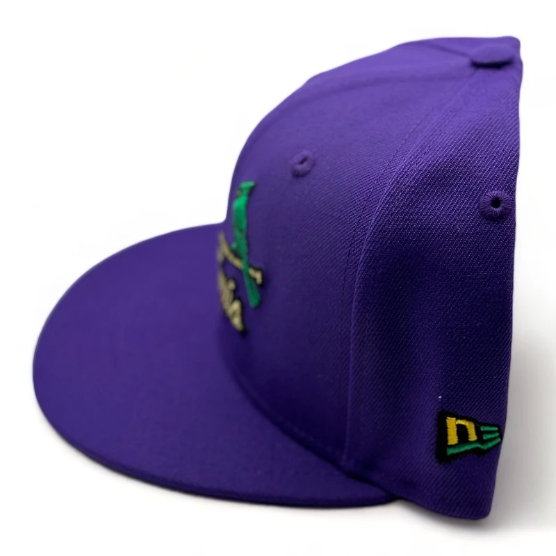 St. Louis Cardinals Purple Mardi Gras STL Patch Green UV New Era 59FIFTY Fitted Hat