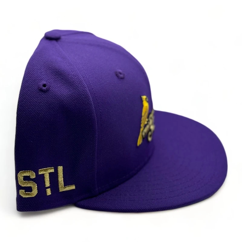 St. Louis Cardinals Purple Mardi Gras STL Patch Green UV New Era 59FIFTY Fitted Hat
