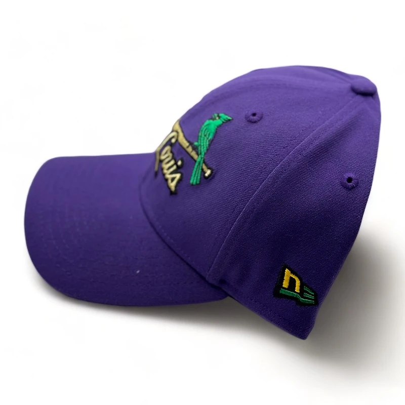 St. Louis Cardinals Purple Mardi Gras STL Patch Green UV New Era 9FORTY Adjustable Hat