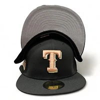 Texas Rangers Black Rose Gold Final Season Patch Gray UV New Era 59FIFTY Fitted Hat
