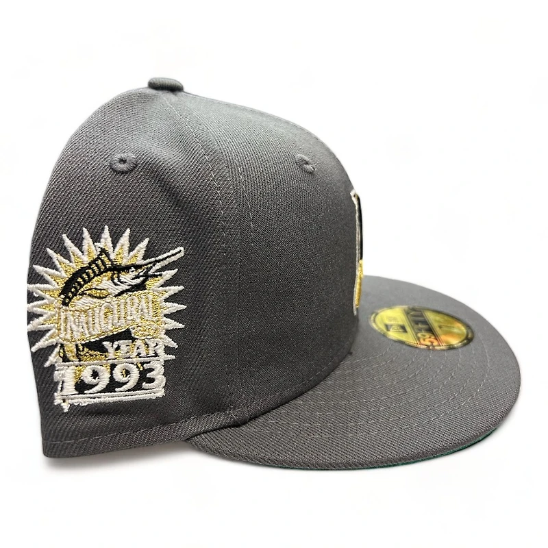 Florida Marlins Graphite Verone X No Batty 1993 Inaugural Year Patch Green UV New Era 59FIFTY Fitted Hat