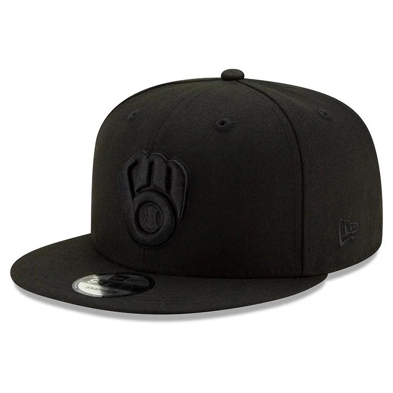 Milwaukee Brewers Black on Black Basic New Era 9FIFTY Snapback Hat