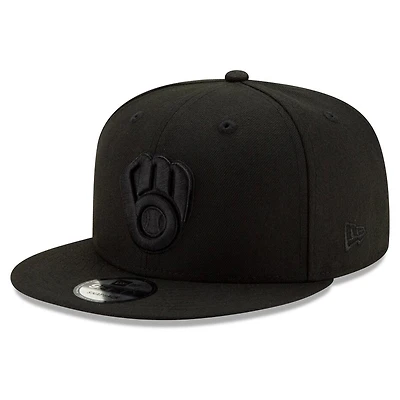 Milwaukee Brewers Black on Black Basic New Era 9FIFTY Snapback Hat