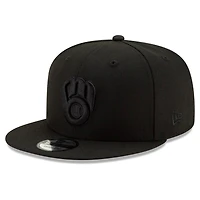 Milwaukee Brewers Black on Black Basic New Era 9FIFTY Snapback Hat