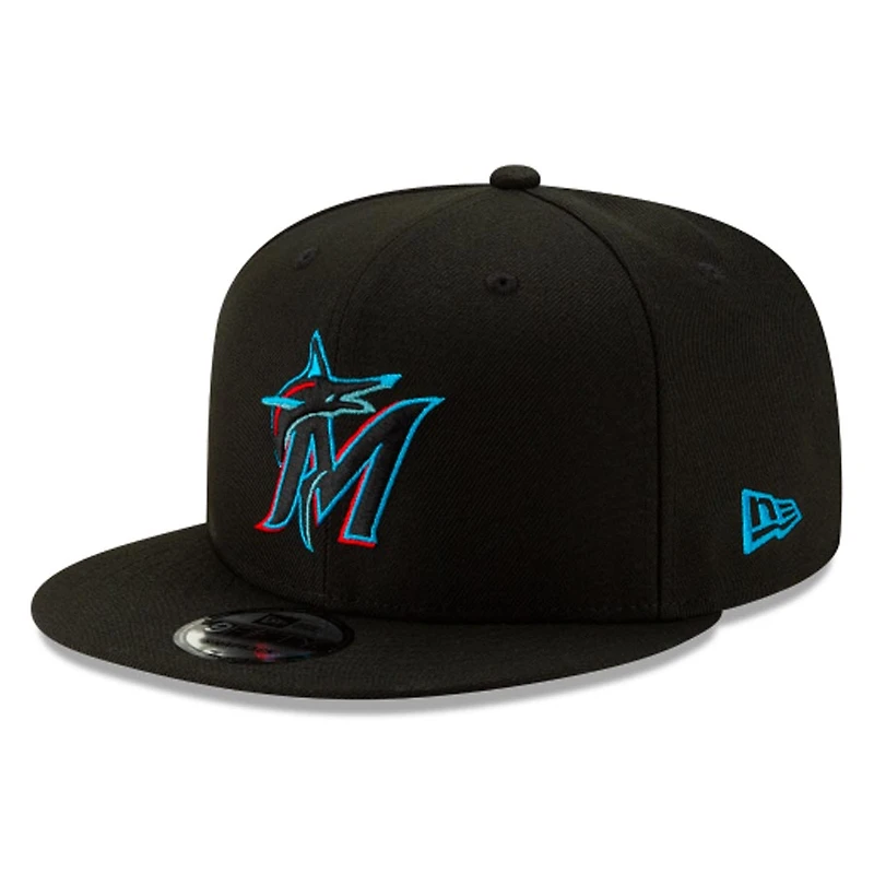 Miami Marlins Black Team Color Basic New Era 9FIFTY Snapback Hat