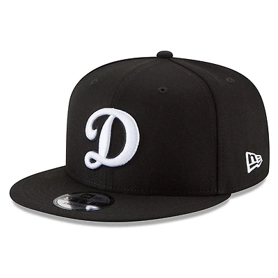 Los Angeles Dodgers D Logo Black and White Basic New Era 9FIFTY Snapback Hat