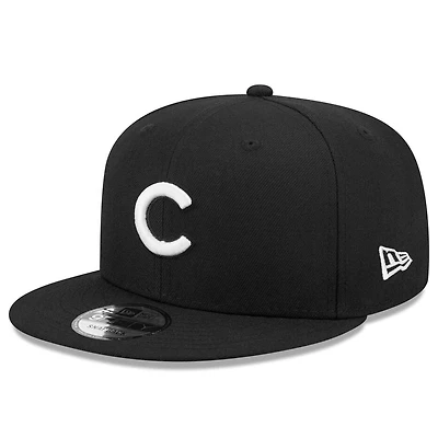 Chicago Cubs Black and White Basic New Era 9FIFTY Snapback Hat