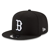 Boston Red Sox Black and White Basic New Era 9FIFTY Snapback Hat
