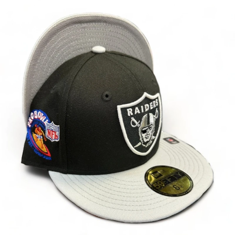 Las Vegas Raiders Black Gray Two Tone Pro Bowl Patch UV New Era 59Fifty Fitted Hat
