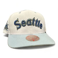 Seattle Mariners Cream Icy Blue Two Tone Mitchell and Ness Pro Crown Fit Snapback Hat