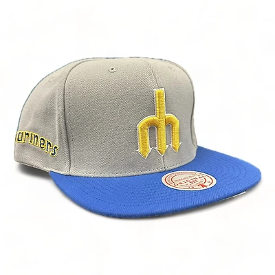 Seattle Mariners Gray Blue Two Tone Mariners Patch Mitchell and Ness O.G. Snapback Hat