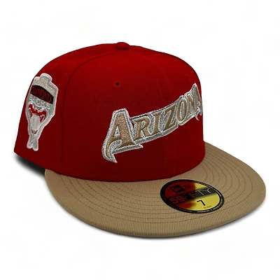 Arizona Diamondbacks Red and Khaki Muddy Pack 1998 Inaugural Season Patch Gray UV New Era 59Fifty Fitted Hat