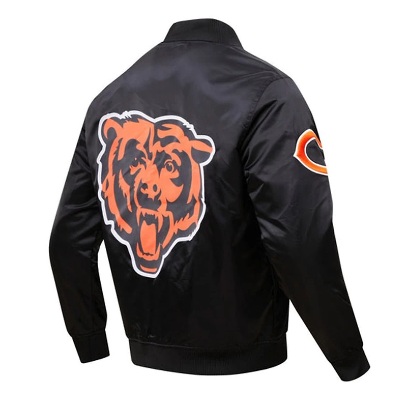 Chicago Bears Black Pro Standard Big Logo Satin Jacket