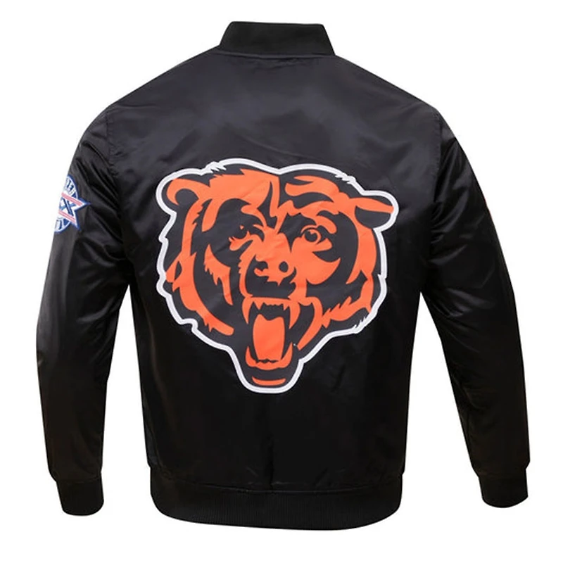 Chicago Bears Black Pro Standard Big Logo Satin Jacket