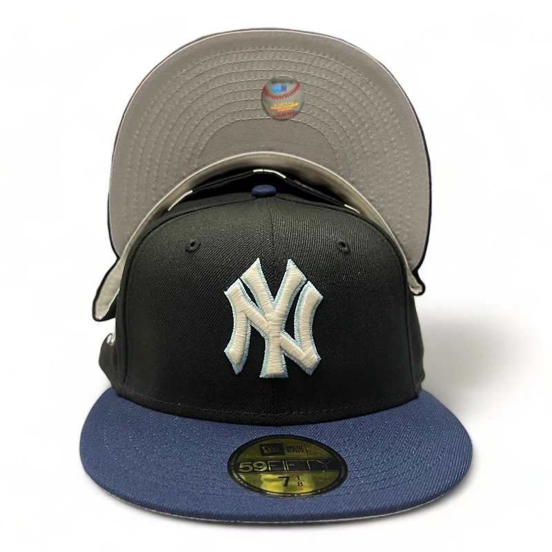 New York Yankees Black Midnight Navy Two Tone 1999 WS Patch Gray UV 59FIFTY Fitted Hat