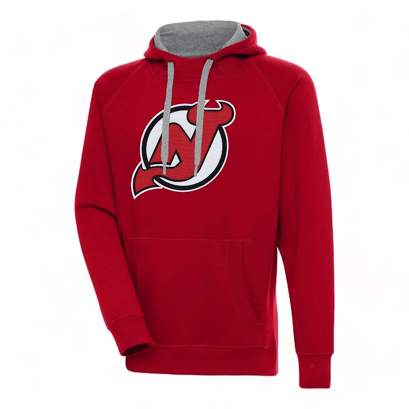 New Jersey Devils Red Embroidered Logo Antigua Victory Hoodie