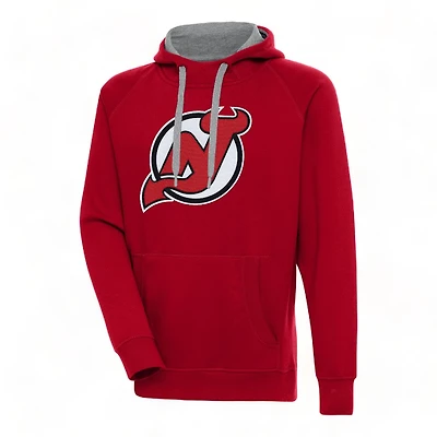 New Jersey Devils Red Embroidered Logo Antigua Victory Hoodie