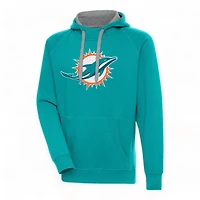 Miami Dolphins Teal Embroidered Logo Antigua Victory Hoodie