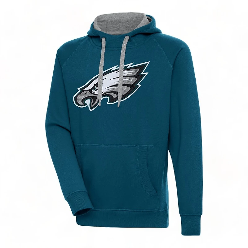 Philadelphia Eagles Green Embroidered Logo Antigua Victory Hoodie