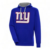 New York Giants Blue Embroidered Logo Antigua Victory Hoodie