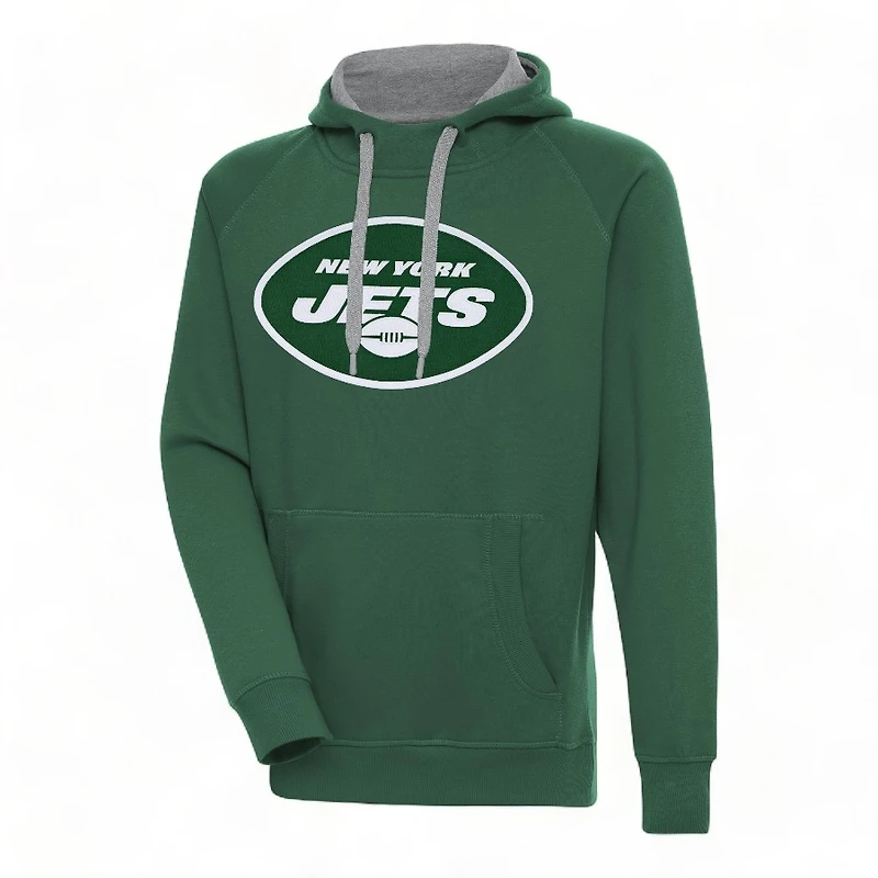New York Jets Green Embroidered Logo Antigua Victory Hoodie