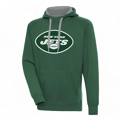 New York Jets Green Embroidered Logo Antigua Victory Hoodie