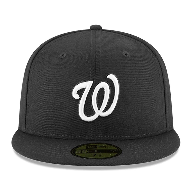 Washington Nationals Black and White Basic New Era 59FIFTY Fitted Hat