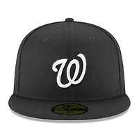 Washington Nationals Black and White Basic New Era 59FIFTY Fitted Hat
