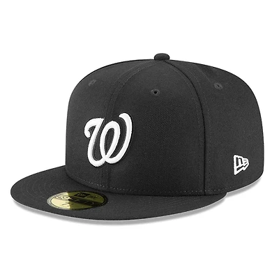 Washington Nationals Black and White Basic New Era 59FIFTY Fitted Hat
