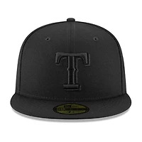 Texas Rangers Black on Basic New Era 59FIFTY Fitted Hat