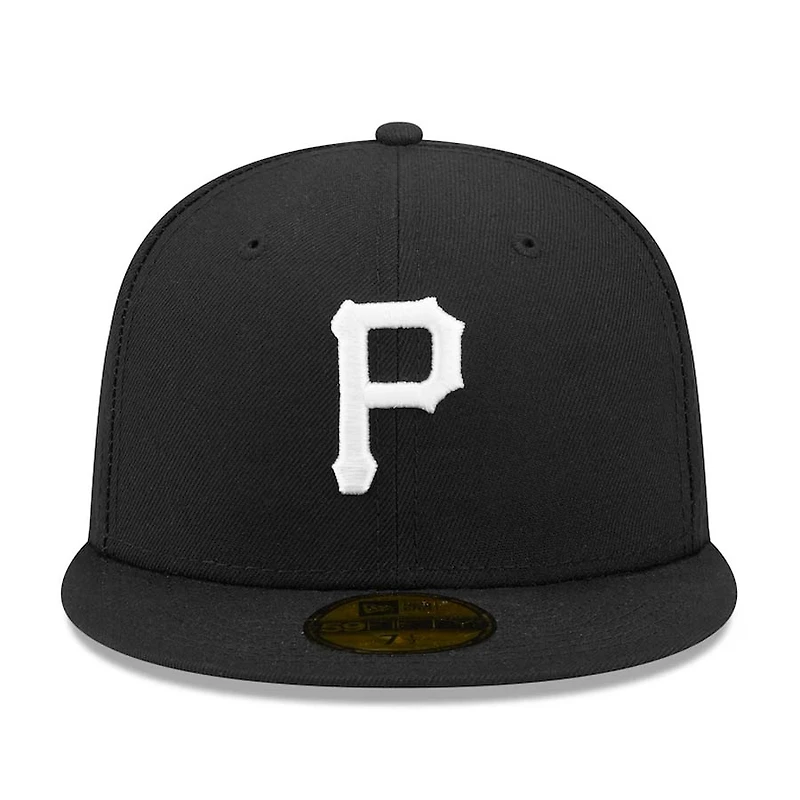 Pittsburgh Pirates Black and White Basic New Era 59FIFTY Fitted Hat