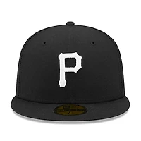 Pittsburgh Pirates Black and White Basic New Era 59FIFTY Fitted Hat