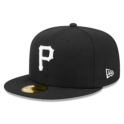 Pittsburgh Pirates Black and White Basic New Era 59FIFTY Fitted Hat