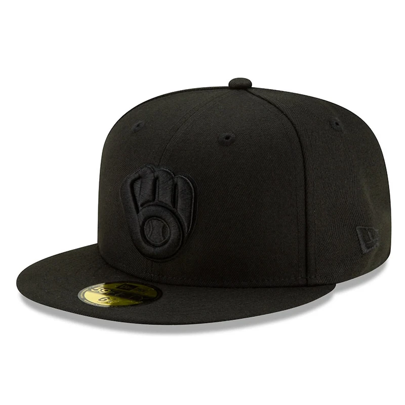 Milwaukee Brewers Black on Basic New Era 59FIFTY Fitted Hat