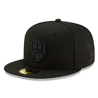 Milwaukee Brewers Black on Basic New Era 59FIFTY Fitted Hat
