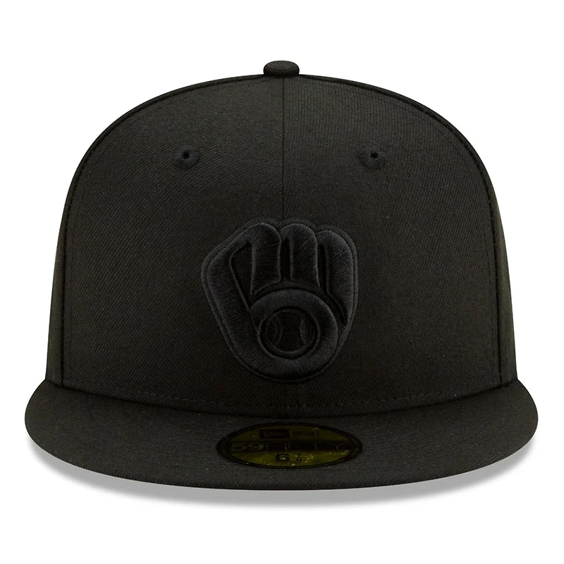Milwaukee Brewers Black on Basic New Era 59FIFTY Fitted Hat