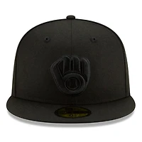 Milwaukee Brewers Black on Basic New Era 59FIFTY Fitted Hat